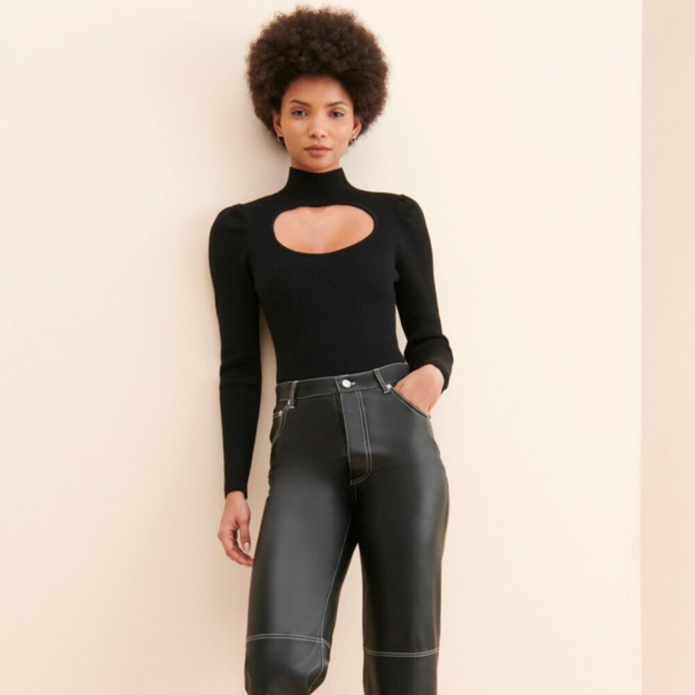 ASTR The Label Cutout Ribbed Bodysuit – Black, Size L